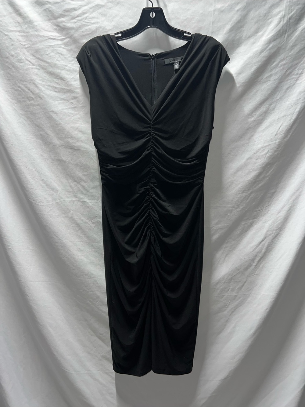 White House Black Market Black Ruched Midi Dress